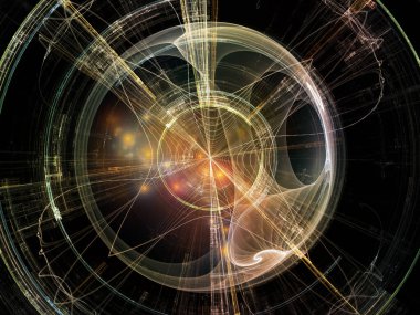 Concentric Teknoloji serisi. Serbest simetrik fraktal yapıların etkileşimi ve bilim ve modern teknoloji üzerine ışık.