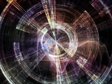 Concentric Teknoloji serisi. Serbest simetrik fraktal yapıların etkileşimi ve bilim ve modern teknoloji üzerine ışık.