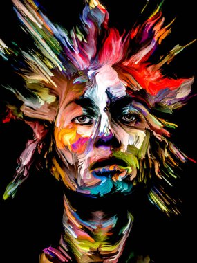 Renkli Kadın serisi. Yaratıcılık, hayal gücü ve sanat konusunda genç bir kadının doğal medya portresi.