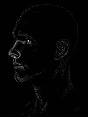 Nokta Hazırlama serisi. Bir insan modelinin 3 boyutlu görüntüleme tekniği noktalama tekniğiyle uygulanır..