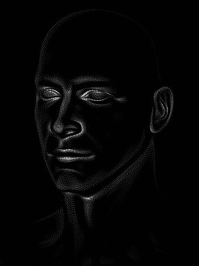 Nokta Hazırlama serisi. Bir insan modelinin 3 boyutlu görüntüleme tekniği noktalama tekniğiyle uygulanır..