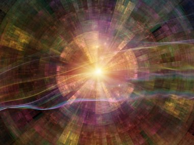 Fraktal Bilgi Serisi. Bilim, eğitim ve bilgi teknolojileri konularındaki radyal ve sinüsoidal yapıların arkaplanı.