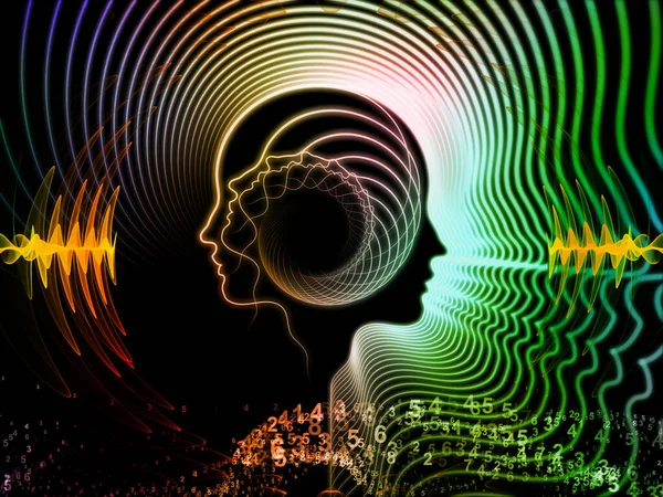 Иллюстрация Человеческого Лица Излучающими Волнами Тему Мышления Разума Науки Современных — стоковое фото