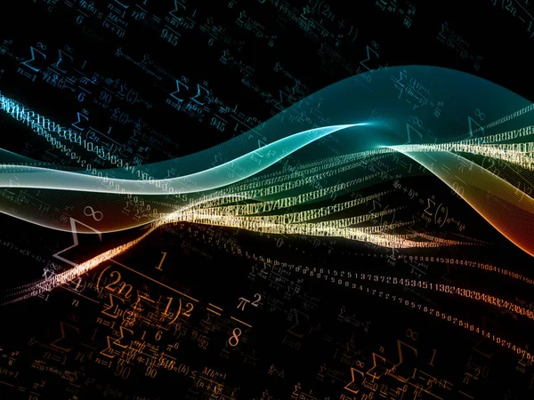 Serie Sigma Field Interacción Ondas Sinusoidales Digitales Números Luces Fórmulas — Foto de Stock