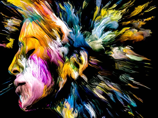 Серия Lady Color Цифровой Лопнувший Портрет Девушки Тему Творчества Воображения — стоковое фото