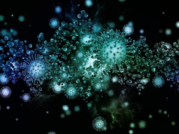 Coronavirus Logic 病毒流行病系列 以病毒 流行病 疾病和健康为主题的三维说明珊瑚微粒和微型空间元素 — 图库照片