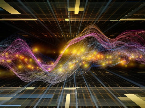 Віртуальний Мікросвіт Серія Віртуальних Хвиль Ілюстрація Горизонтальних Синусоїдних Хвиль Світлових — стокове фото