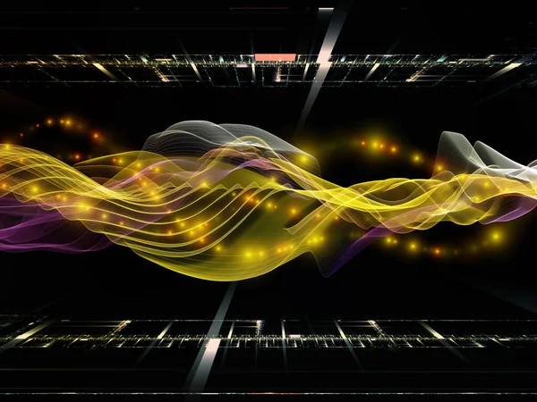 Космічна Геометрія Серія Віртуальних Хвиль Художня Абстракція Горизонтальних Синусоїдних Хвиль — стокове фото