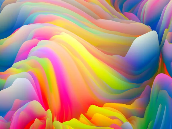 被扭曲的表面 维波系列 旋转彩色纹理的创造性排列 创意和设计主题的随机湍流的三维渲染 — 图库照片