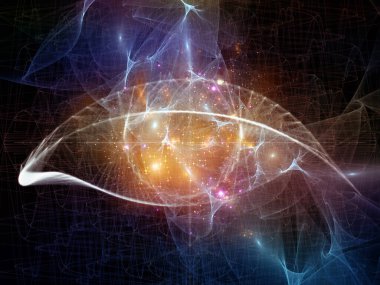 Network Eye serisi. Modern teknoloji ve eğitim konularındaki ince çizgi kalıpları ve soyut öğeler.