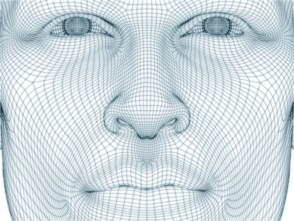 3D Rendering of human head and face as wire mesh for use in illustration and design