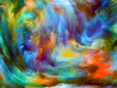 Soyut Renk serisi. Sanat, yaratıcılık ve hayal gücü üzerine bir metafor olarak tuval üzerinde hareket halindeki renkli boyadan oluşan tasarım.