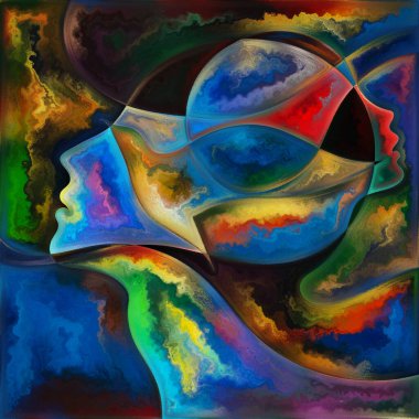 Benlik Biçimleri. Colors In Us serisi. Yaşam, drama, şiir ve algı projeleri için insan siluetleri, sanat dokuları ve renklerinden oluşan arkaplan etkileşimi