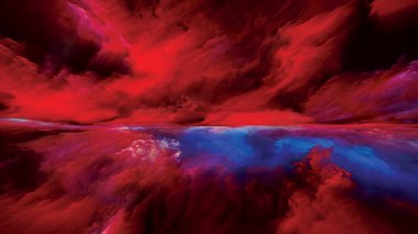 Hayalet Bulutlar. Gerçekliğe Kaçış dizisi. Sahne resmi, hayal gücü, yaratıcılık ve sanat projeleri için gerçeküstü gün batımı renklerinden ve dokulardan oluşan sanatsal arka plan