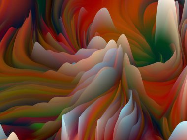 Yüzey bükülmesi. Boyutsal Dalga serisi. Dönen Renk Dokusunun grafiksel bileşimi. Sanat, yaratıcılık ve tasarım konularında 3 boyutlu türbülans oluşturma