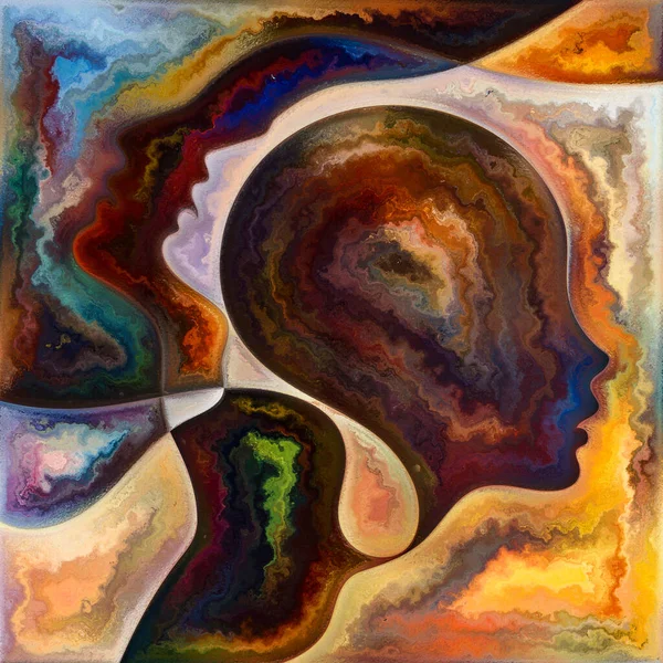 Canlı Düşünceler Colors Serisi Nsan Siluetlerinden Sanat Dokularından Renklerinden Oluşan — Stok fotoğraf