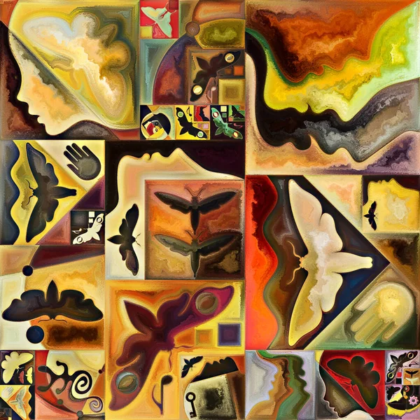 Série Encriptação Interna Colagem Colorida Formas Orgânicas Abstratas Texturas Arte — Fotografia de Stock