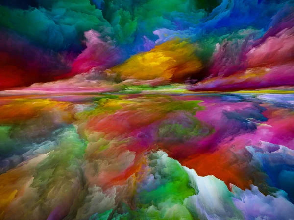 スペクトル山脈 現実逃避シリーズ 風景画 想像力 創造性 芸術に関連する概念におけるシュールな日の出の色とテクスチャのイメージ — ストック写真