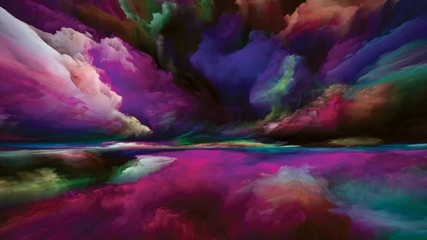 覚醒の地 現実逃避シリーズ 風景画 想像力 創造性 芸術のメタファーとしてのシュールな日の出の色とテクスチャの構成 — ストック写真