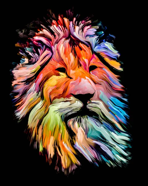 動物ペイントシリーズ ライオンの肖像画は 想像力 創造性 抽象芸術をテーマにしたカラフルな絵です — ストック写真