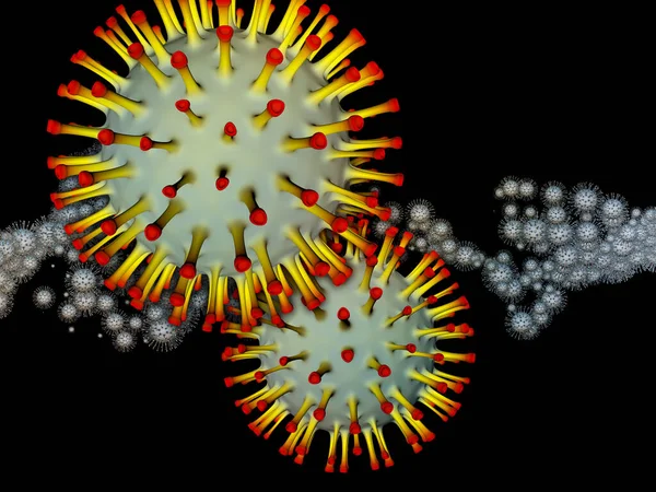 Coronavirus Research Serie Epidemica Virale Illustrazione Particelle Coronavirus Elementi Microspaziali — Foto Stock