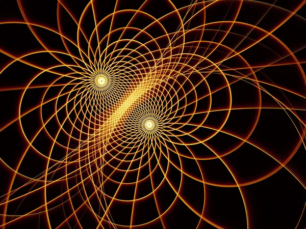 Vizualizační Matematické Série Zlaté Čáry Fraktálního Vesmíru Intricate Rendation Virtual — Stock fotografie