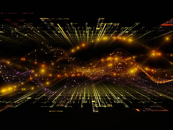 Űrjel Virtuális Hullám Sorozat Absztrakt Háttér Készült Vízszintes Szinuszhullámok Fényrészecskék — Stock Fotó