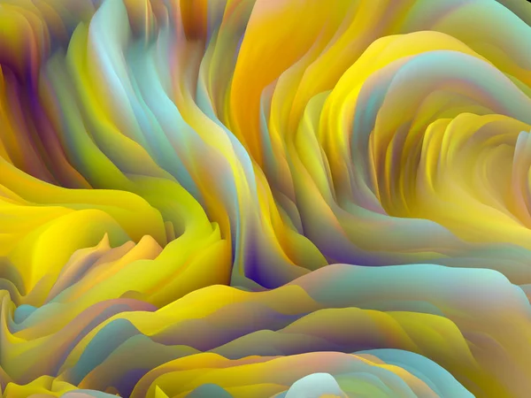 ツイスト幾何学 次元波シリーズ 渦巻き色のテクスチャの構成 アート 創造性 デザインをテーマにしたランダムな乱流の3Dレンダリング — ストック写真