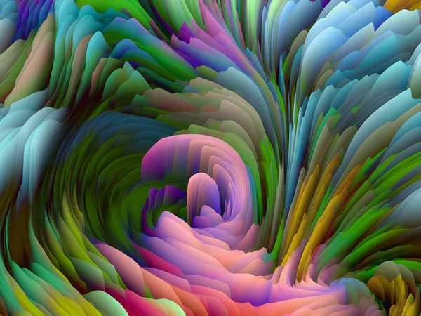 ランダムの幾何学 次元波シリーズ 渦巻き色のテクスチャの構成 創造性とデザインに関連してランダム乱流の3Dレンダリング — ストック写真
