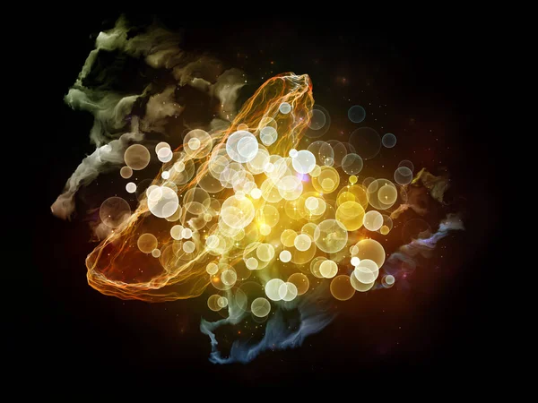 Цифрові Частини Серії Взаємодія Барвистих Сферичних Частинок Фрактальних Елементів Туманних — стокове фото