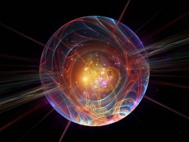 Sanal Parçacık Serisi. Eğitim, bilim ve modern teknoloji konularında fraktal küre ve soyut elementler.