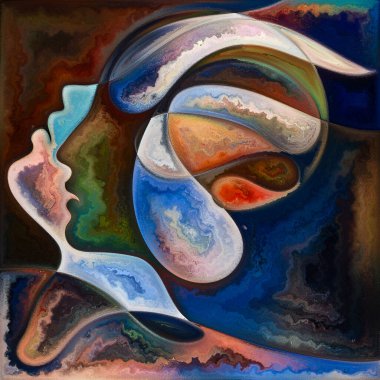 Hayalet Zihin. Colors In Us serisi. İnsan siluetleri, sanat dokuları ve renklerinden oluşan sanatsal soyutlama, hayat, drama, şiir ve algı konularında etkileşim gösteriyor.