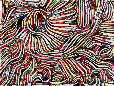 Lekeli Cam serisinin spektral doku birliği. Parçalanma, sanat, şiir ve tasarım birliğiyle ilgili projelerde uygun renk ve doku parçalarının grafiksel bileşimi