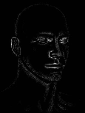 Nokta Hazırlama serisi. Bir insan modelinin 3 boyutlu görüntüleme tekniği noktalama tekniğiyle uygulanır..