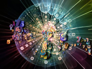 Gerçeklik serisinin numaraları. Renkli rakamlar ve soyut fraktal elementler eğitim, bilim ve modern teknoloji üzerine tasarım.