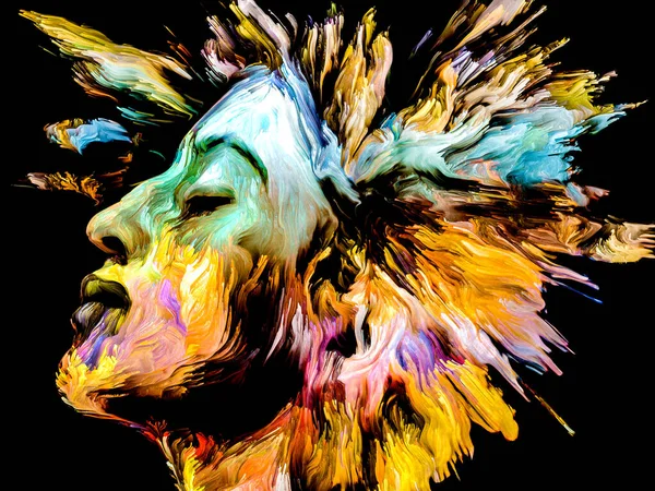 Face Color Serie Bunte Abstrakte Nahaufnahme Porträt Zum Thema Kreativität — Stockfoto