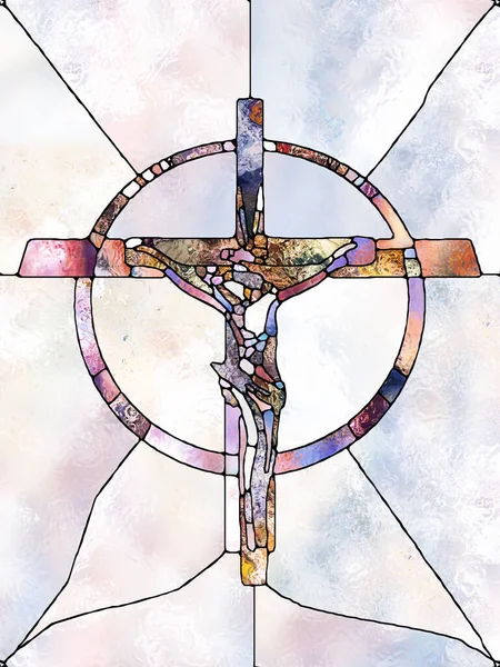 Struktura Víry Řada Cross Stained Glass Kreativní Uspořádání Organického Barevného — Stock fotografie