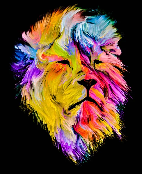 Serie Pintura Animal Retrato León Pintura Colorida Sobre Temas Imaginación — Foto de Stock