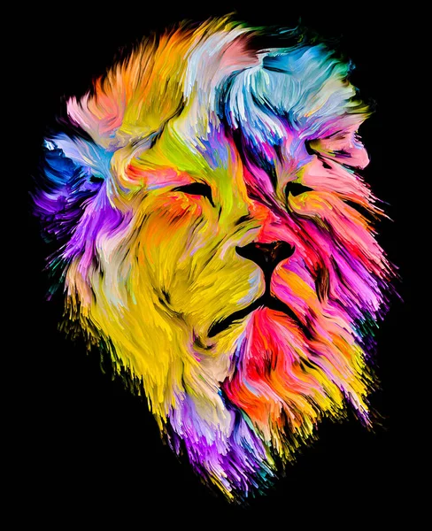 Série Animal Paint Portrait Lion Peinture Colorée Sur Thème Imagination — Photo