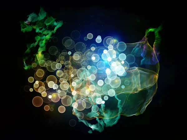 Digital Particles series. Interplay of colorful spherical particles, fractal elements and nebulized digits on the subject science and modern technology.