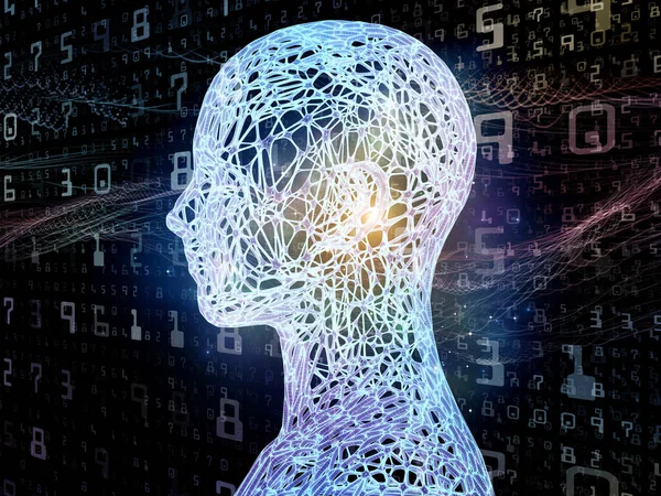 数学的思考シリーズ 人工知能 教育をテーマとした波数を背景とした人間のトポロジーの3Dレンダリング — ストック写真