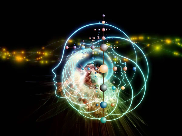 Mind Emergence Serien Samspel Mellan Molekylära Strukturer Ljus Och Mänskliga — Stockfoto