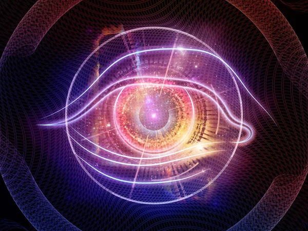 Símbolo Olho Elementos Tecnológicos Abstratos Composição Luzes Matéria Ciência Educação — Fotografia de Stock