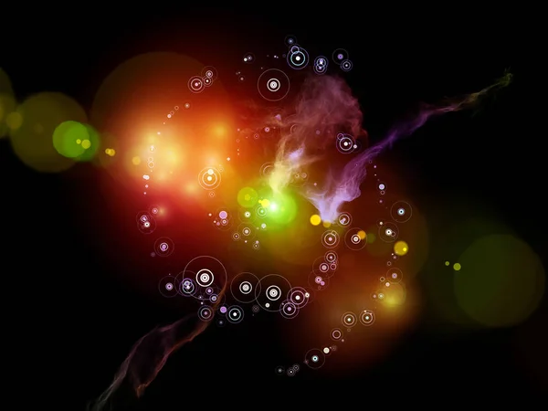 Muster Des Weltraums Hintergrund Von Lichtern Fraktalen Nebeln Und Kreisen — Stockfoto
