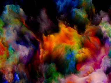 Boya Hareketi. Renkli Rüya serisi. Hayal gücü, yaratıcılık ve resim teması üzerine grafiklerin ve spektral renklerin düzenlenmesi