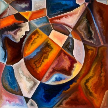 İç Akış. Colors In Us serisi. İnsan siluetlerinin, sanat dokularının ve renklerin kompozisyonu yaşam, drama, şiir ve algı konusu için etkileşim sağlar