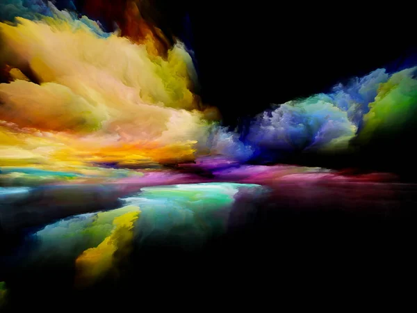 虹の悟り 現実逃避シリーズ 風景画 想像力 創造性 芸術に関連するシュールな日の出の色とテクスチャの相互作用 — ストック写真