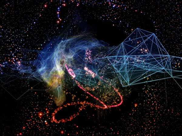 Serie Redes Virtuales Nube Líneas Conectadas Luces Elementos Cósmicos Integrados —  Fotos de Stock