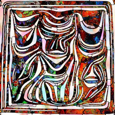 Çok renkli ışık. Lekeli Camlar Birliği serisi. Parçalanma, sanat, şiir ve tasarım konuları için renk ve doku parçalarının yaratıcı düzenlenmesi