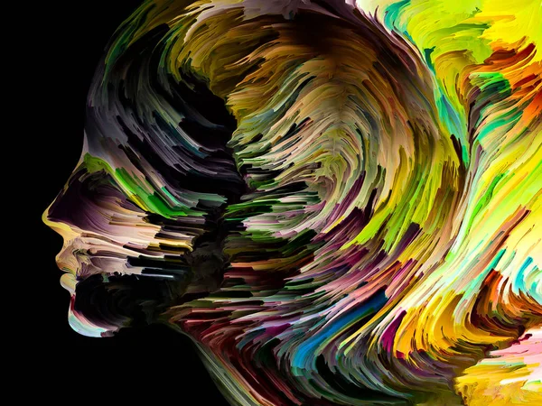 Серія Тривожних Думок Текстурована Фарба Русі Всередині Силуету Людського Обличчя — стокове фото